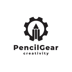 Gear Pencil Logo Icon for Copywriting and Blogging Symbol or Logo Element