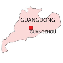 Obraz premium CHINA'S POLITICAL MAP, CHINA'S DIFFERENT REGIONS, STATES, AND PROVINCES STATE OF GUANGDONG GUANGZHOU 