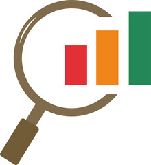 graph and magnifying glass