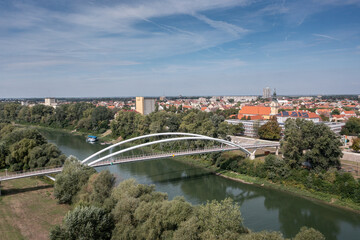 Fototapeta na wymiar Aerial view of Tiszavirag bridge