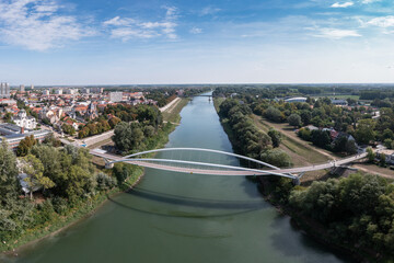 Aerial view of Tiszavirag bridge