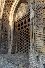 Closeup of window in Samanid Mausoleum masterpiece of early islamic architecture Bukhara Uzbekistan