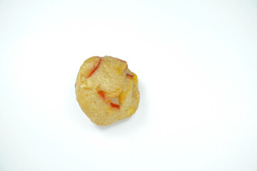 Close Up Seafood Fried Meatballs or Bakso Goreng Isolated White Background