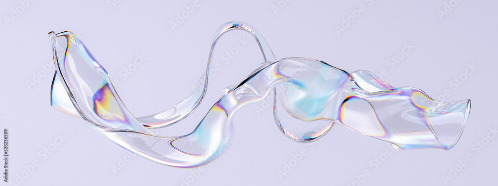Sticker abstract colorful gradient wave 3d rendering, chromatic dispersion and thin film spectral effect