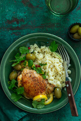 chicken thigh with lemon and olives