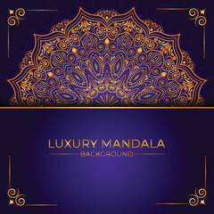 Luxury ornamental mandala design background in gold color vector