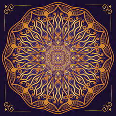 Luxury ornamental mandala design background in gold color vector