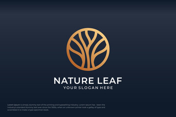 Nature logo design in linear style template modern minimalist and elegant
