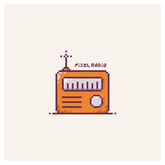 Vector illustration of a radio in pixel art style