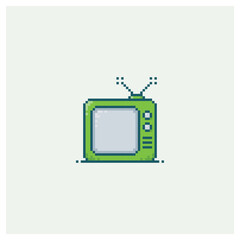 Vector illustration of a television in pixel art style