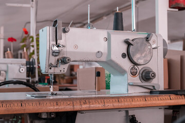 Sewing machine in the workshop