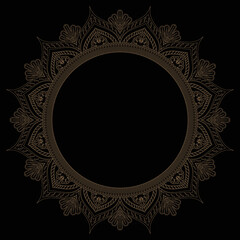 Luxury mandala golden circle frame transparent with vintage gold circular pattern
