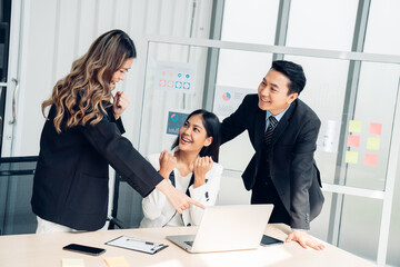 Group of professional business people are working and brainstorming discussed about work in conference room in the creative office.