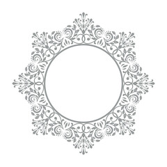 Decorative frame Elegant vector element for design in Eastern style, place for text. Floral gray and white border. Lace illustration for invitations and greeting cards