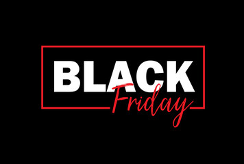 Black Friday Sale banner. Modern minimal design with black and white typography. Vector illustration.