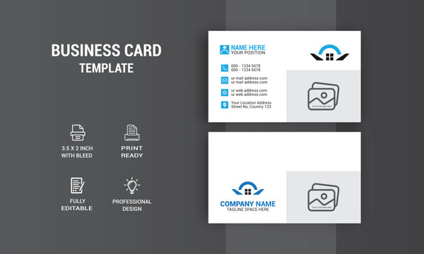 Real Estate Business Card Design. Card Design. Photos & Vector Standard Template