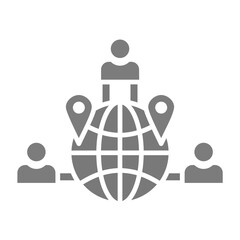 Global Network Greyscale Glyph Icon
