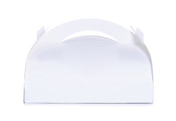 White box container for cake on white background isolation
