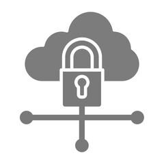 Cloud Lock Greyscale Glyph Icon