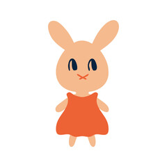 Hand drawn cute bunny in flat style. Perfect for T-shirt, logo and print. Childish isolated vector illustration for decor and design.