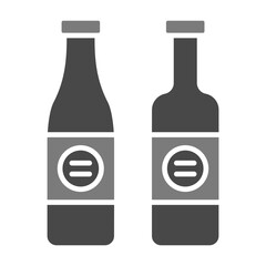 Wine Bottles Greyscale Glyph Icon