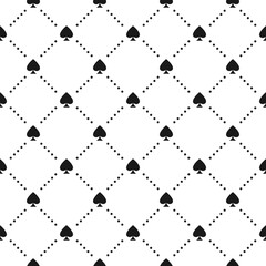 Seamless pattern with spades cards suits symbols. Casino gambling, poker background. Alice in wonderland ornament. Fantasy wallpaper.