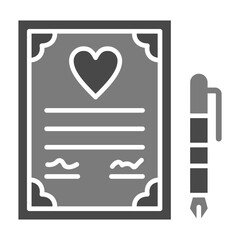 Wedding Contract Greyscale Glyph Icon