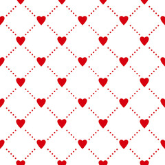 Fototapeta na wymiar Seamless pattern with hearts cards suits symbols. Casino gambling, poker background. Alice in wonderland ornament. Fantasy wallpaper.