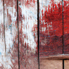 Grunge texture of an old wall of vertical wooden boards painted in red. Digitally made. Illustration