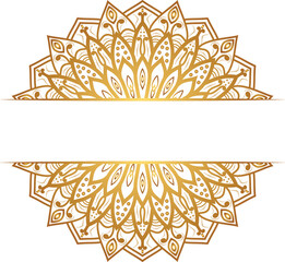 Luxury mandala golden circle frame transparent with vintage gold circular pattern