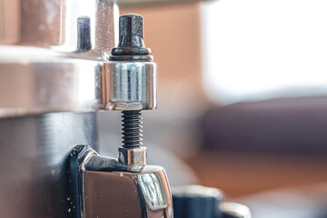 Detail of the snare drum, macro shot.