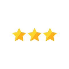 Fototapeta premium Three golden stars customer product rating review icon. Vector illustration. Assessment for web sites and apps.