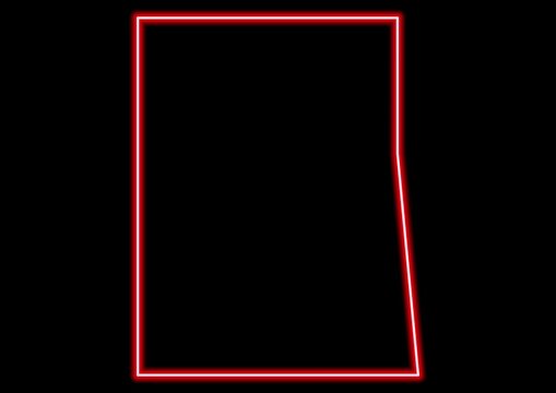 recommend clip art: Red glowing neon map of Saskatchewan Canada on black background.