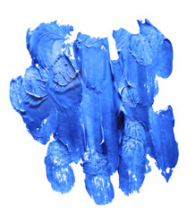 Blue abstract strokes texture stain brush gouache. Template for decorating designs and illustrations.