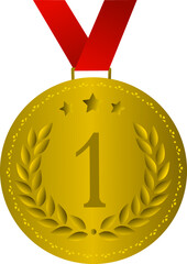 gold medal with ribbon illustration vector