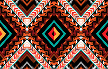 Ikat ethnic abstract beautiful art. Ikat seamless pattern in tribal, 
folk embroidery, Mexican style. Aztec geometric art ornament print. 
Design for carpet, wallpaper, clothing, wrapping, fabric,cove