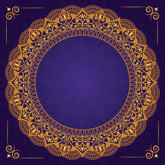 Luxury mandala golden circle frame transparent with vintage gold circular pattern
