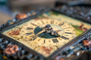Fototapeta na wymiar Antique Clock at Flea Market Close Up
