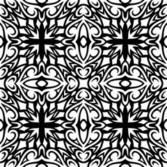 Fototapeta premium Vector art with black tribal tile pattern