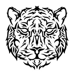 Tattoo vector art with black tribal tiger head