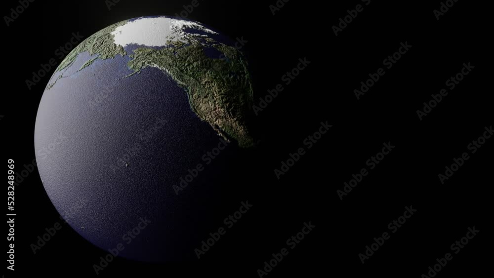 Wall mural 3d world with a black background that revolves around itself