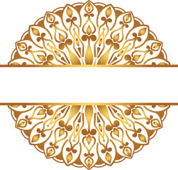 Luxury mandala golden circle frame transparent with vintage gold circular pattern