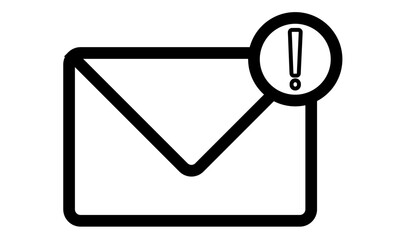  envelope icon black line  exclamation 