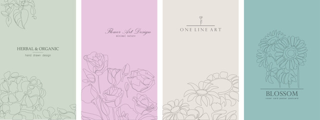 Set of beautiful delicate floral covers, templates, placards, brochures, banners, flyers and etc. Elegant hand drawn backgrounds, postcards, posters, invitation, tags. Color cards with drawing flowers