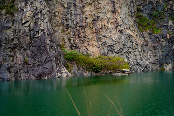 Pond formed in a given up quarry