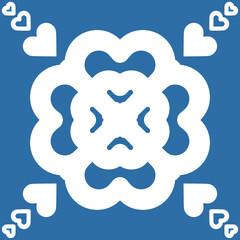Floral pattern for decorating ceramic tiles in Spanish Azulejo style, blue illustration