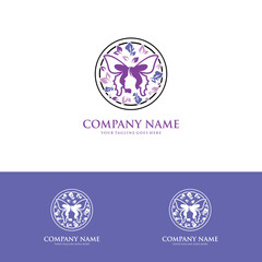 Creative Butterfly With Woman Logo Tempale-vector