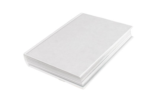 Book mockup with blank cover isolated on white background. Rotated view. Reading, literature, education concept