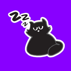 Cute Hand Drawn Sleeping Black Cat Vector Illustration