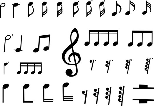 music notes set silhouette vector illustration